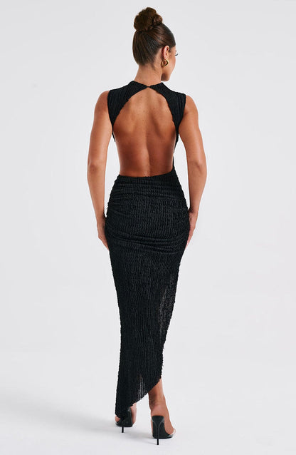 Talyra – Textured Asymmetric Midi Dress