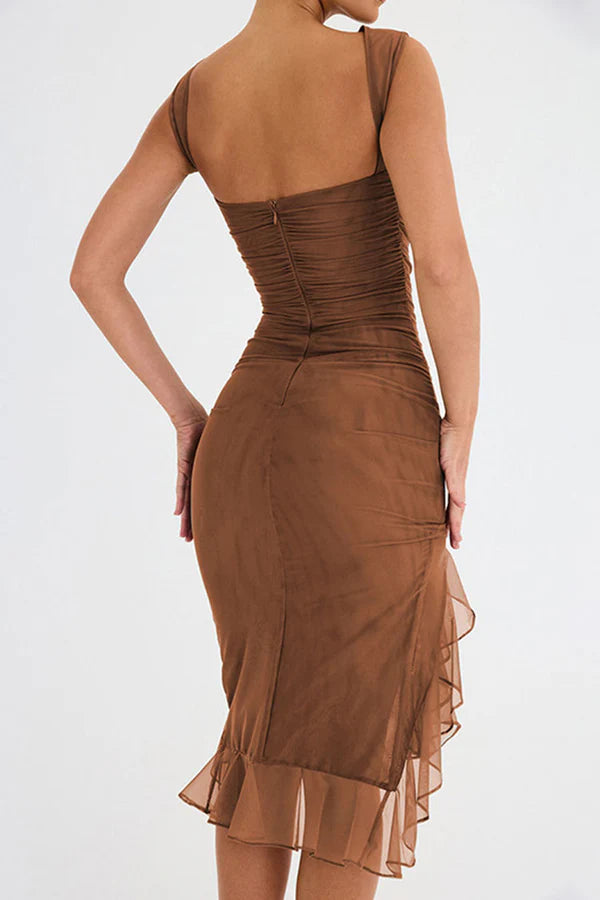 Clara- ruffled midi dress