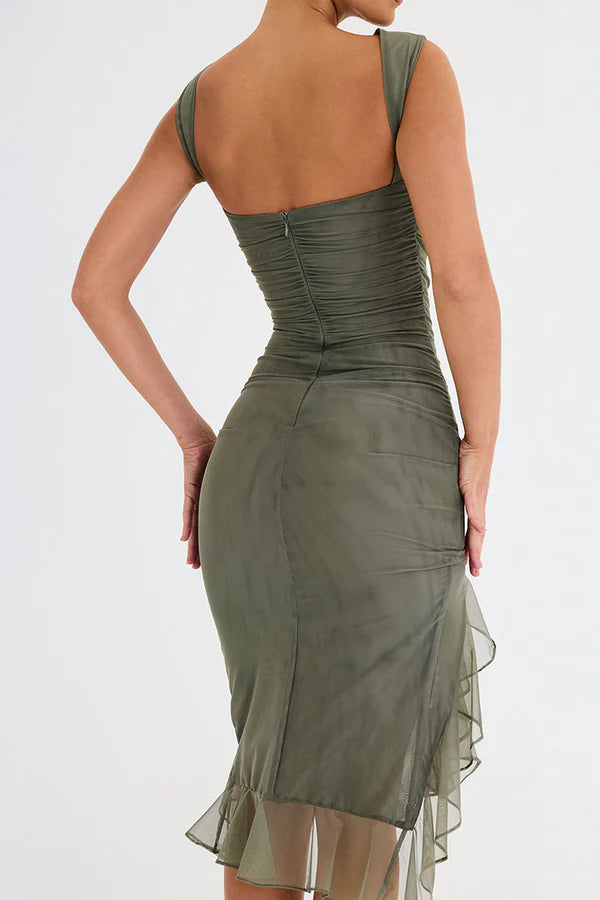 Clara- ruffled midi dress