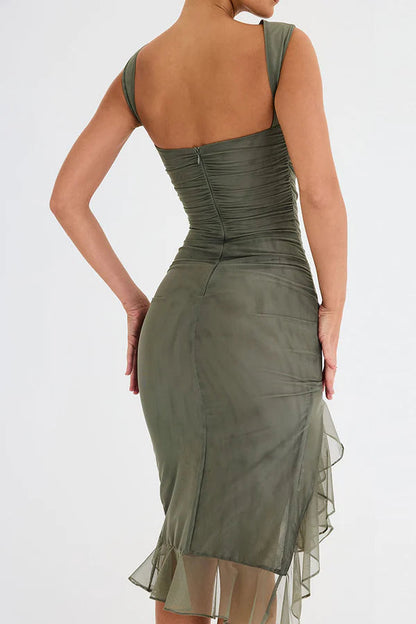 Clara- ruffled midi dress