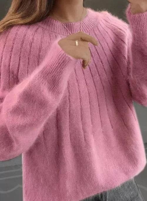 Alice- Round Neck Fluffy Sweater