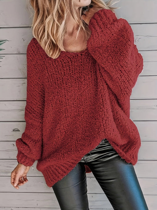 Anvera – Round Neck Long Sleeve Sweater