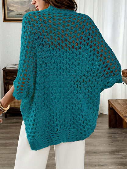 Etleva | Elegant Openwork Cardigan with Batwing Sleeves
