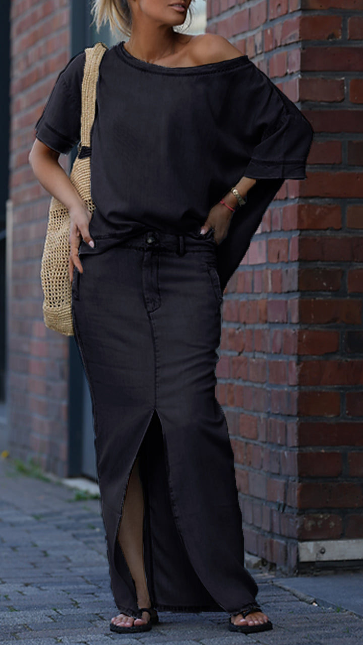 Camille | Off-Shoulder Top &amp; A-Line Skirt Set