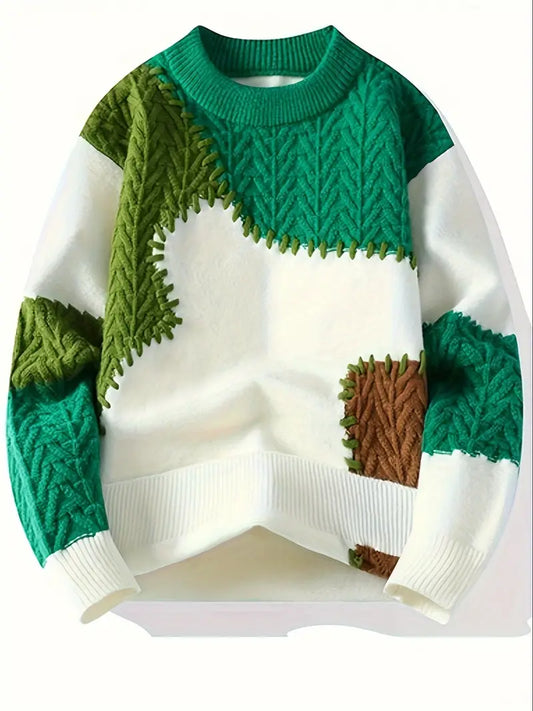 Alveren – Casual Knitted Sweater with Round Neck