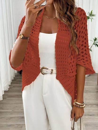 Etleva | Elegant Openwork Cardigan with Batwing Sleeves