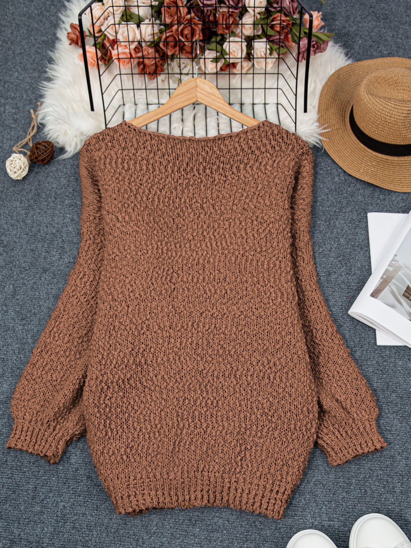 Anvera – Round Neck Long Sleeve Sweater