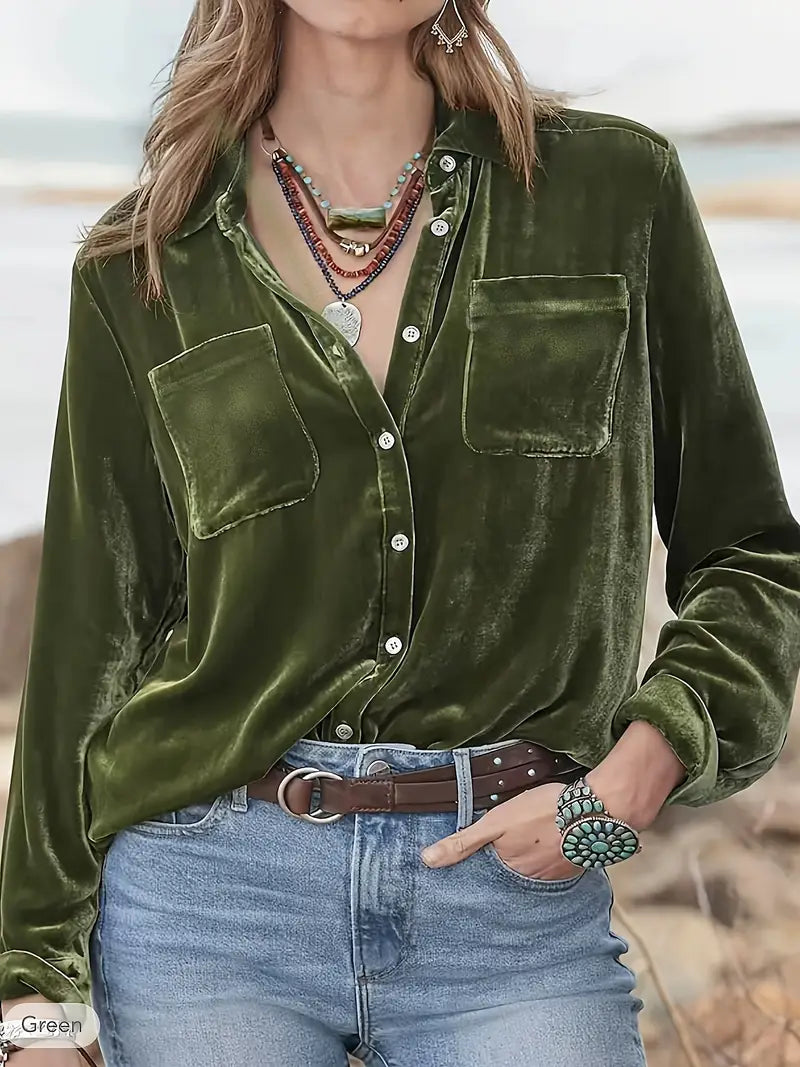 Maelis – Long Sleeve Shirt With Front Pockets