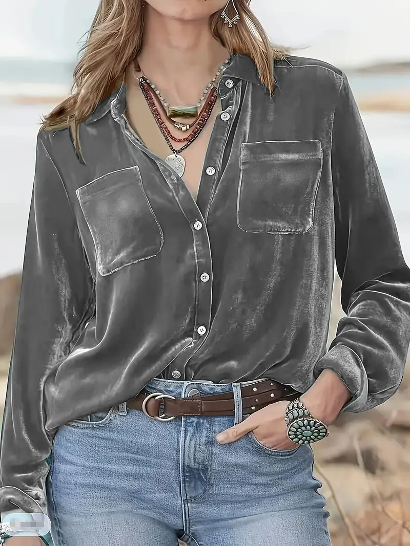 Maelis – Long Sleeve Shirt With Front Pockets