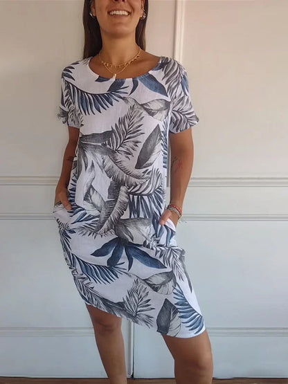 Sierra – Cotton-Linen Botanical Print Dress