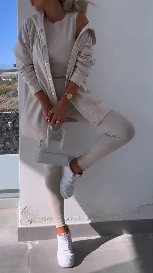 Elarin – 3-Piece Hooded Cardigan Sweatshirt Set