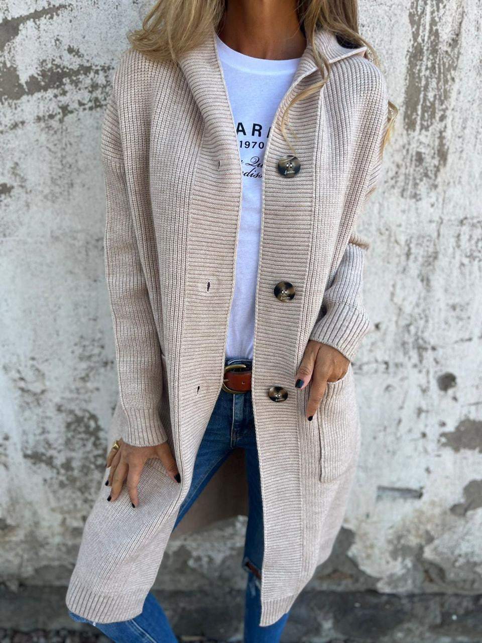 Caroline | Elegant Long Knitted Cardigan