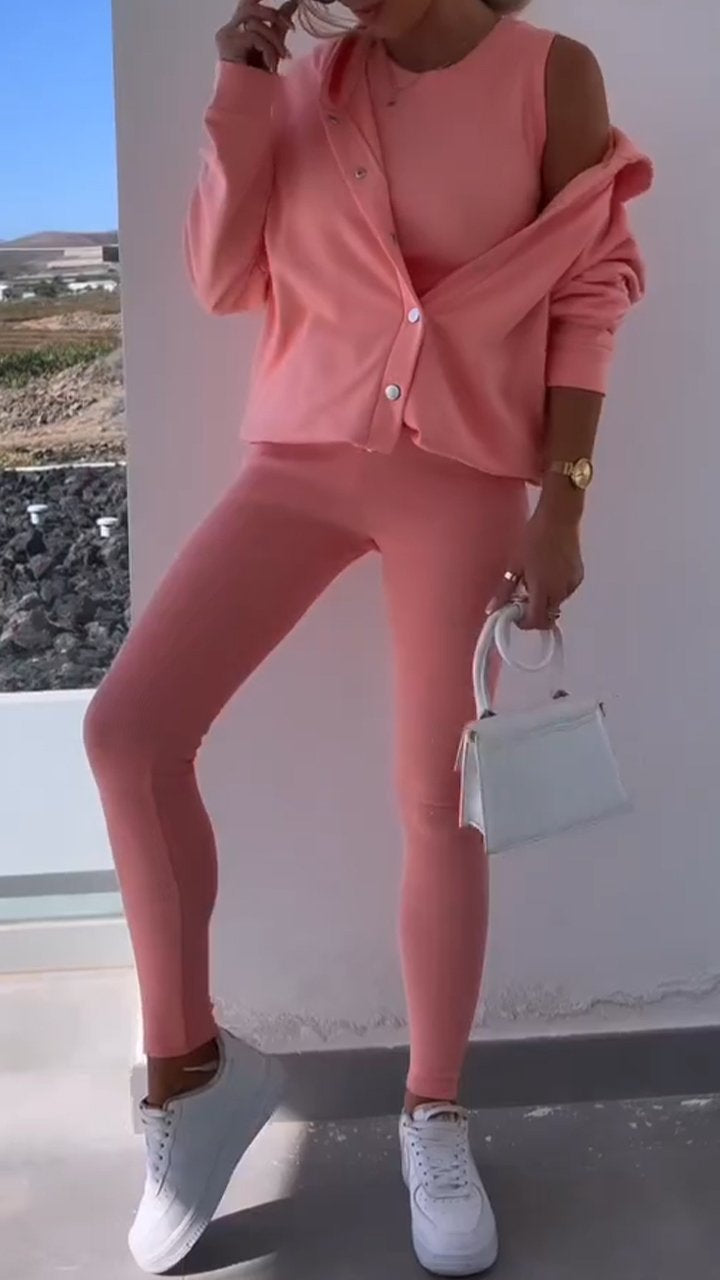 Elarin – 3-Piece Hooded Cardigan Sweatshirt Set