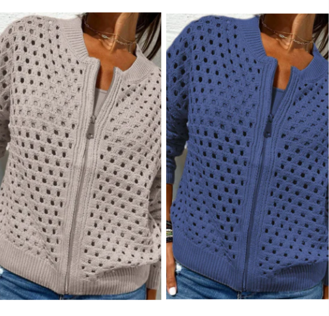 Nerina – Casual Knitted Jacket with Zipper