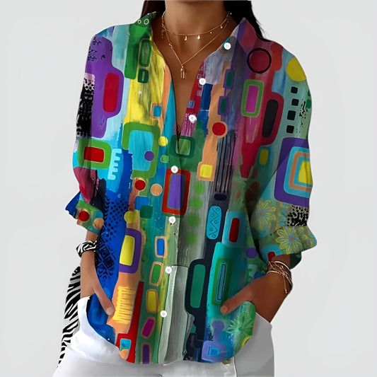 Lorena – Geometric Print Blouse
