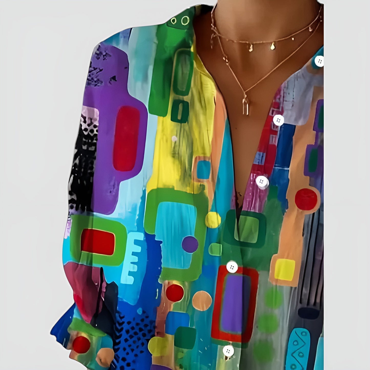 Lorena – Geometric Print Blouse