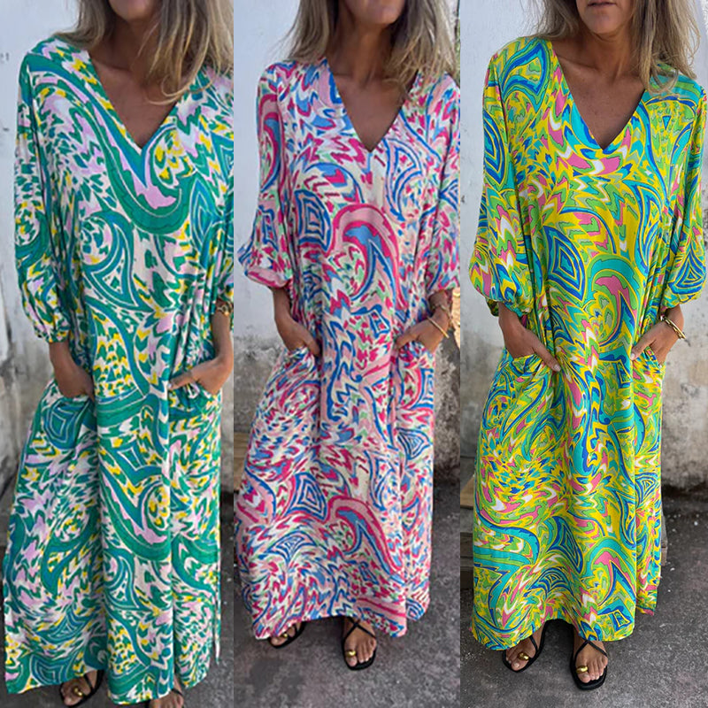 Lowri – V-Neck Maxi Dress with Pockets