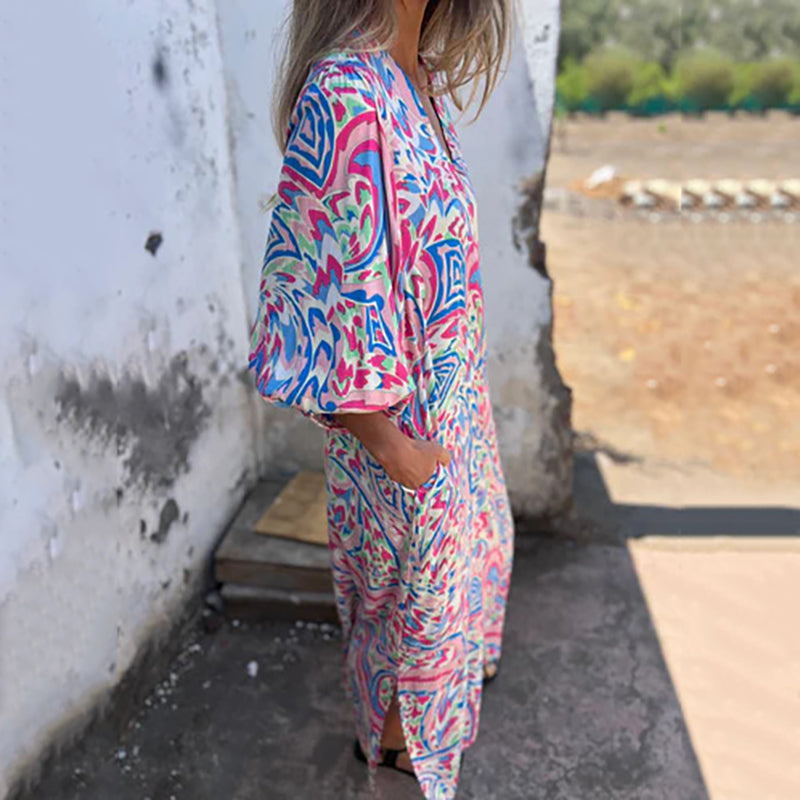 Lowri – V-Neck Maxi Dress with Pockets