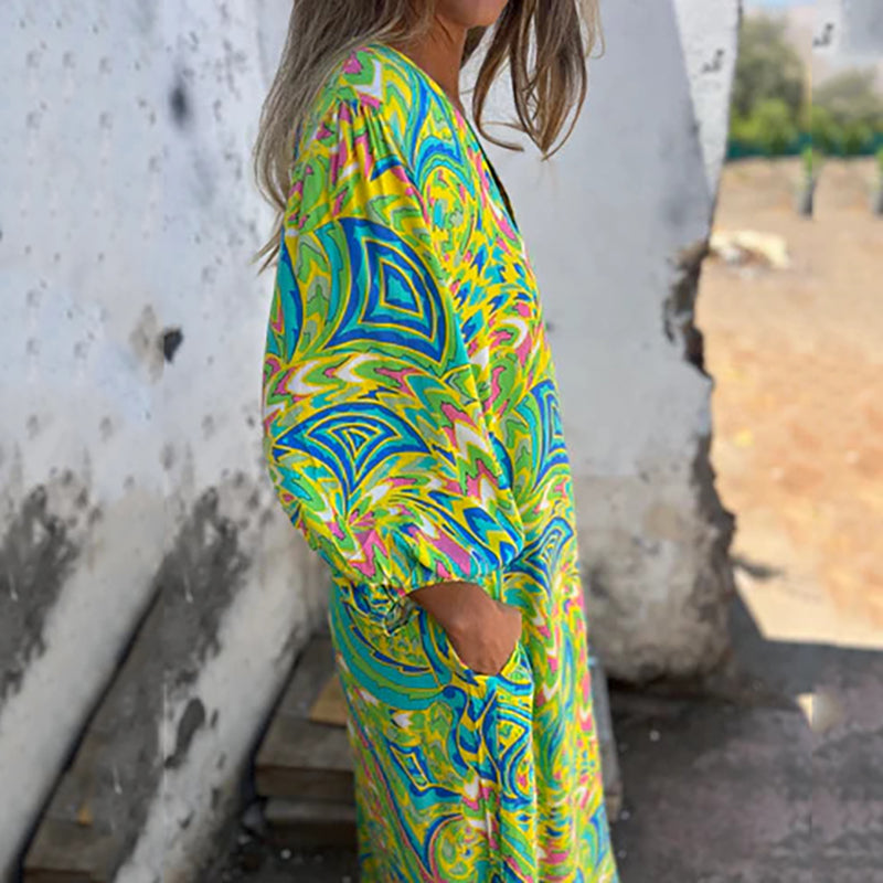 Lowri – V-Neck Maxi Dress with Pockets