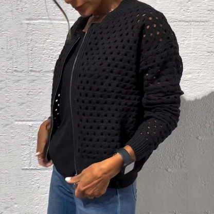 Nerina – Casual Knitted Jacket with Zipper