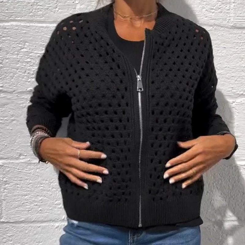 Nerina – Casual Knitted Jacket with Zipper