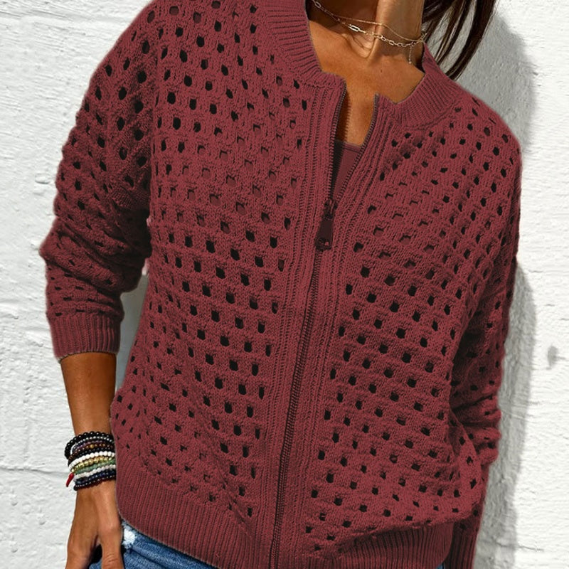 Nerina – Casual Knitted Jacket with Zipper