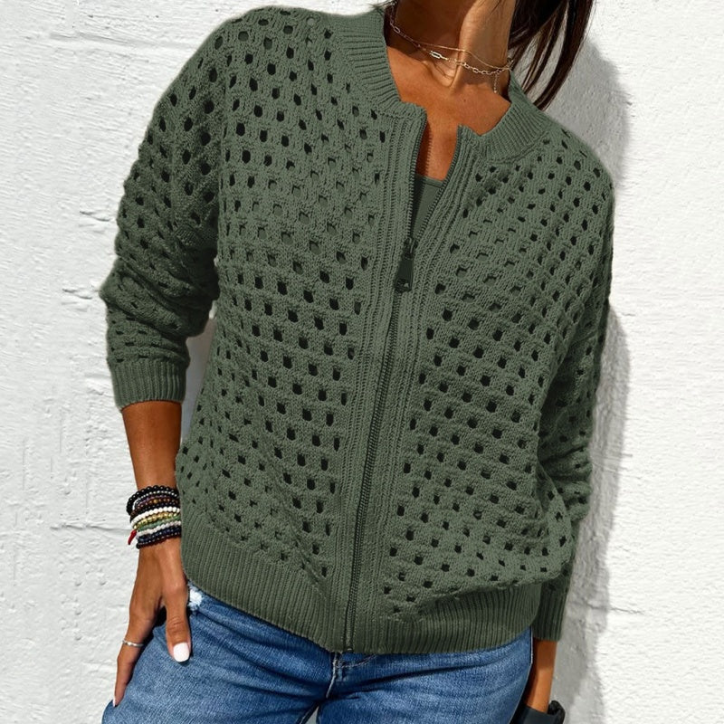 Nerina – Casual Knitted Jacket with Zipper
