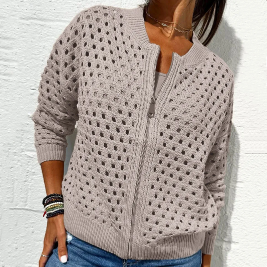 Nerina – Casual Knitted Jacket with Zipper
