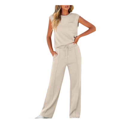 Nayla | Casual 2-Piece Set – Sleeveless Top & Drawstring Pants